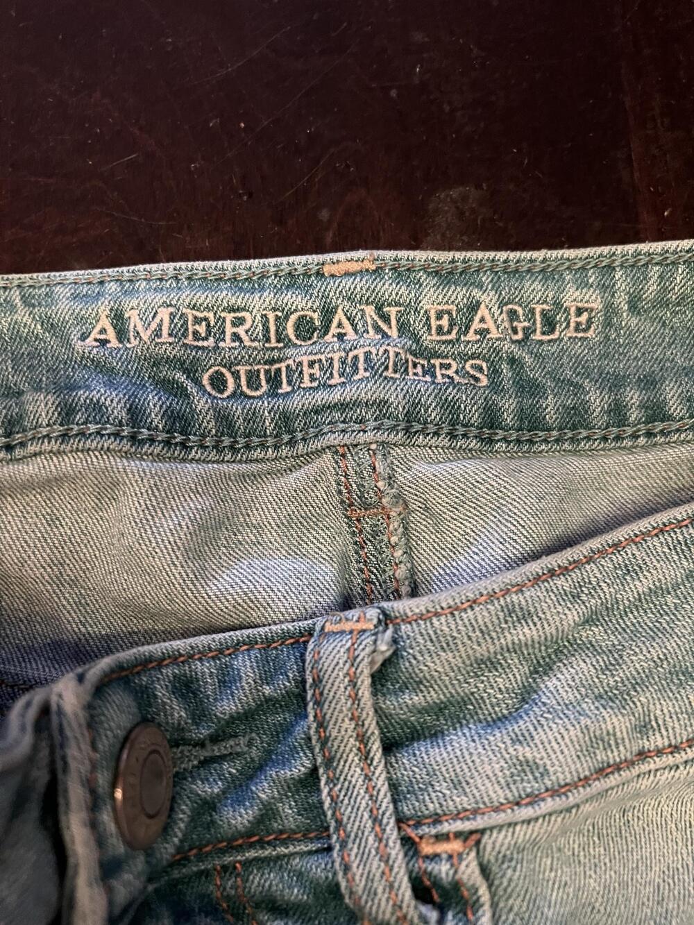American Eagle Outfitters Rhinestone Shorts Womens 6 Blue Denim Cutoff Stretch - Picture 4 of 6